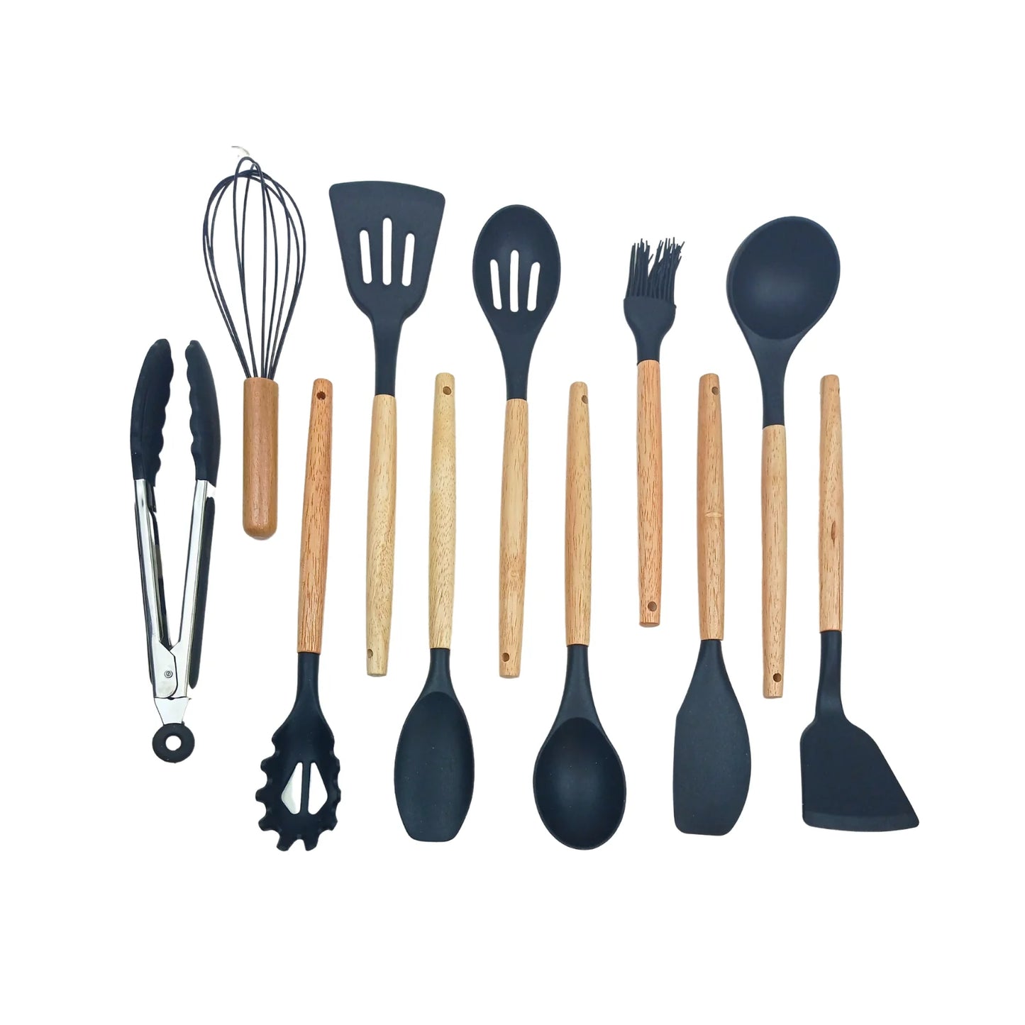 Set 12 Utensilios De Cocina Silicona Negro