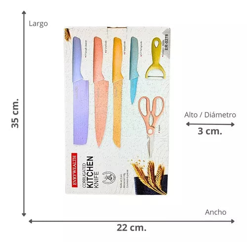 Juego De Cuchillos Con Mango De Fibra De Trigo Ecológico